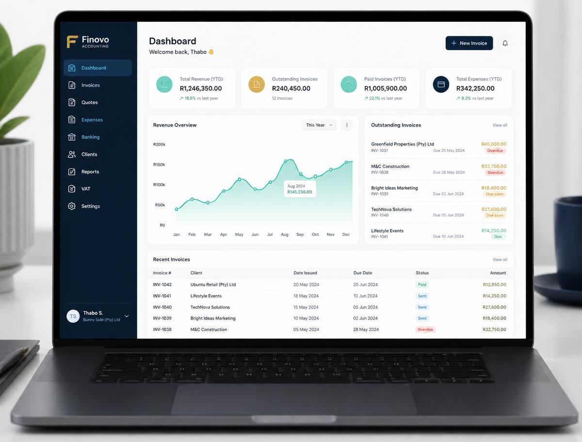 Axion Accounting invoice dashboard on a laptop